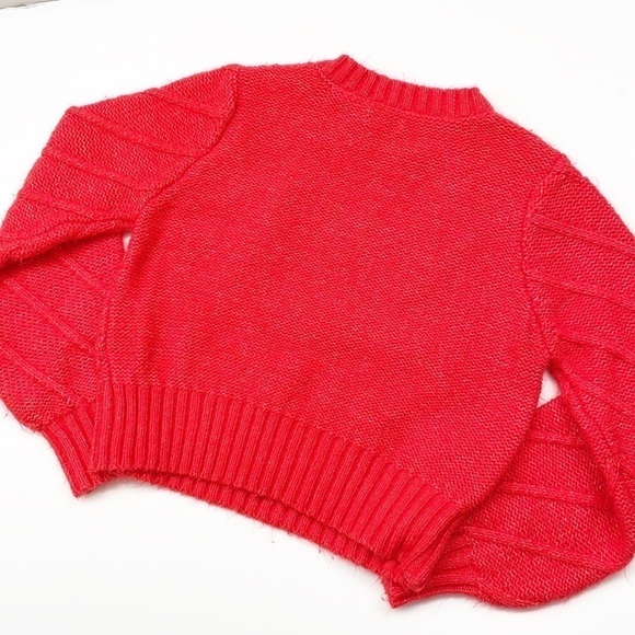 SO red cable knit cropped sweater - Picture 2 of 5